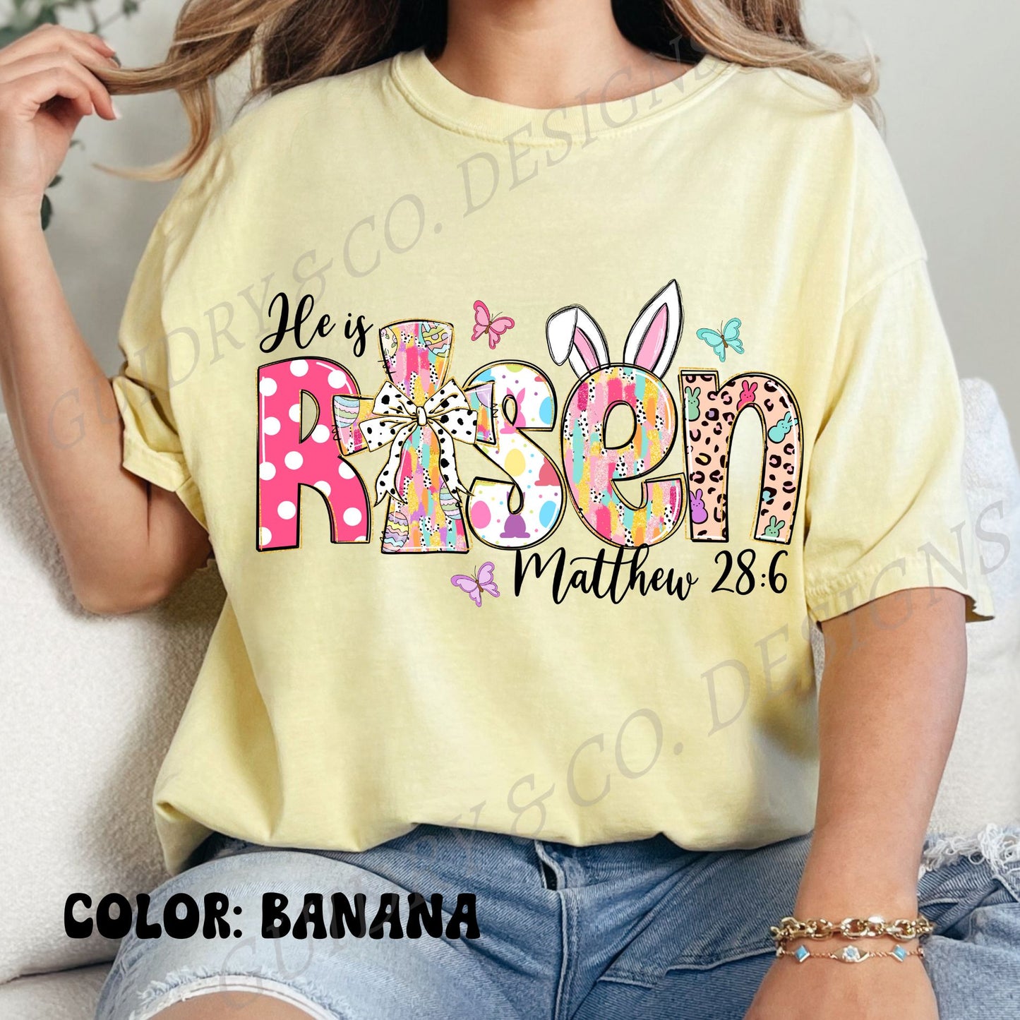 HE IS RISEN MATTHEW EASTER women tshirt color comfort