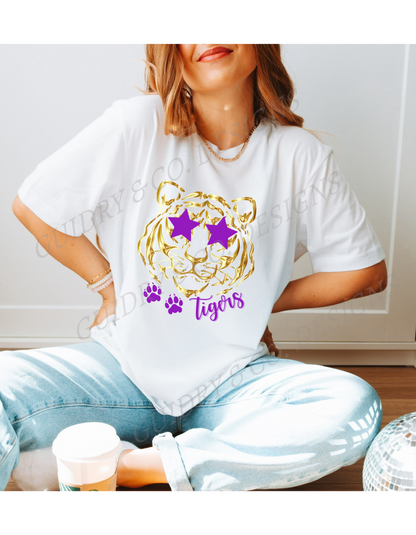 Gold Tiger Star Glasses (Bella Canva)