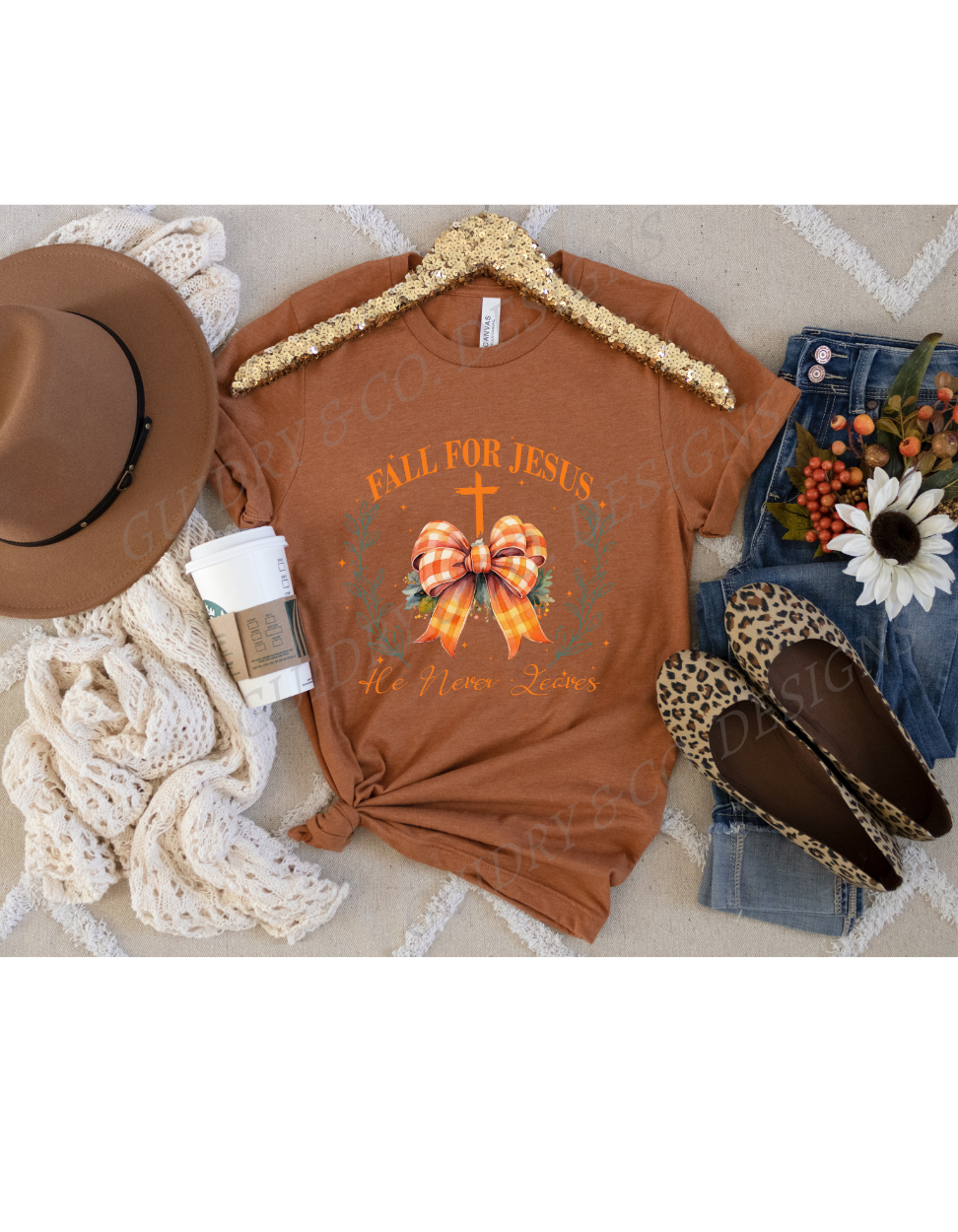 Fall For Jesus He Never Leaves (Bella Canva)