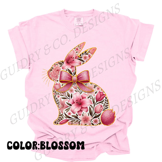 Floral Easter Bunny Color Comfort Tshirt