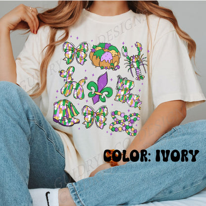 COQUETTE PAINTBRUSH MARDI GRAS Tshirt women