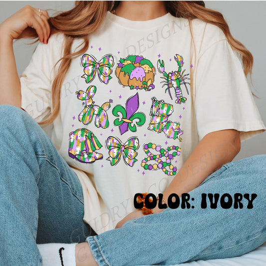 COQUETTE PAINTBRUSH MARDI GRAS Tshirt women