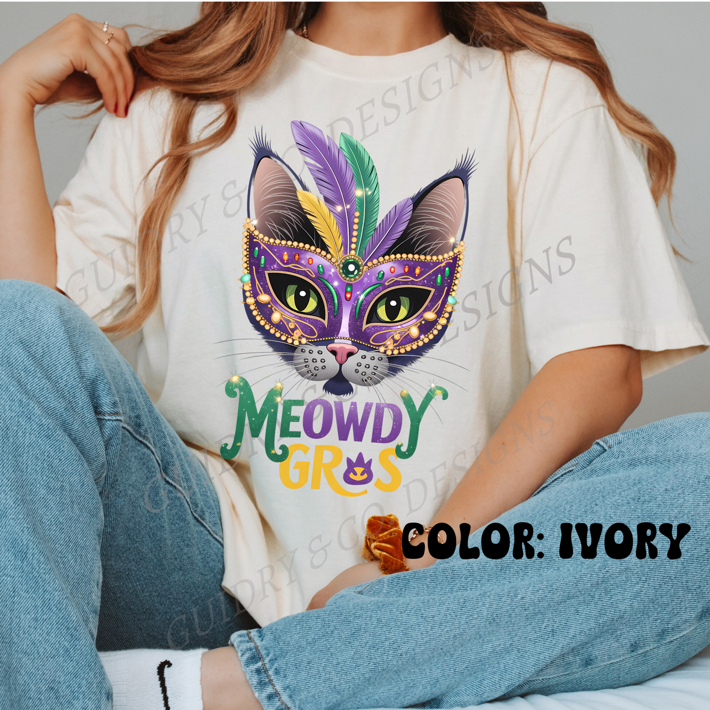 MEOWDY MARDI GRAS Tshirt women