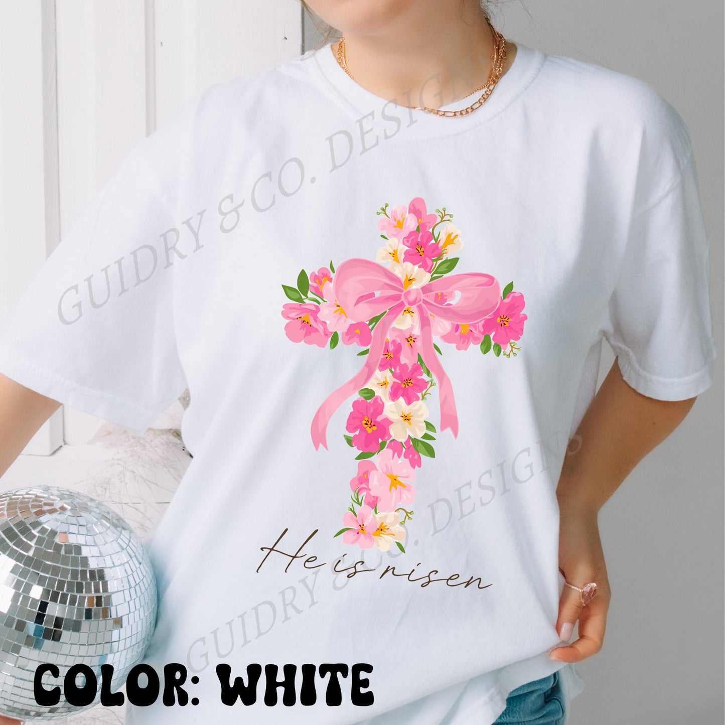 HE IS RISEN FLORAL CROSS EASTER tshirt color comfort