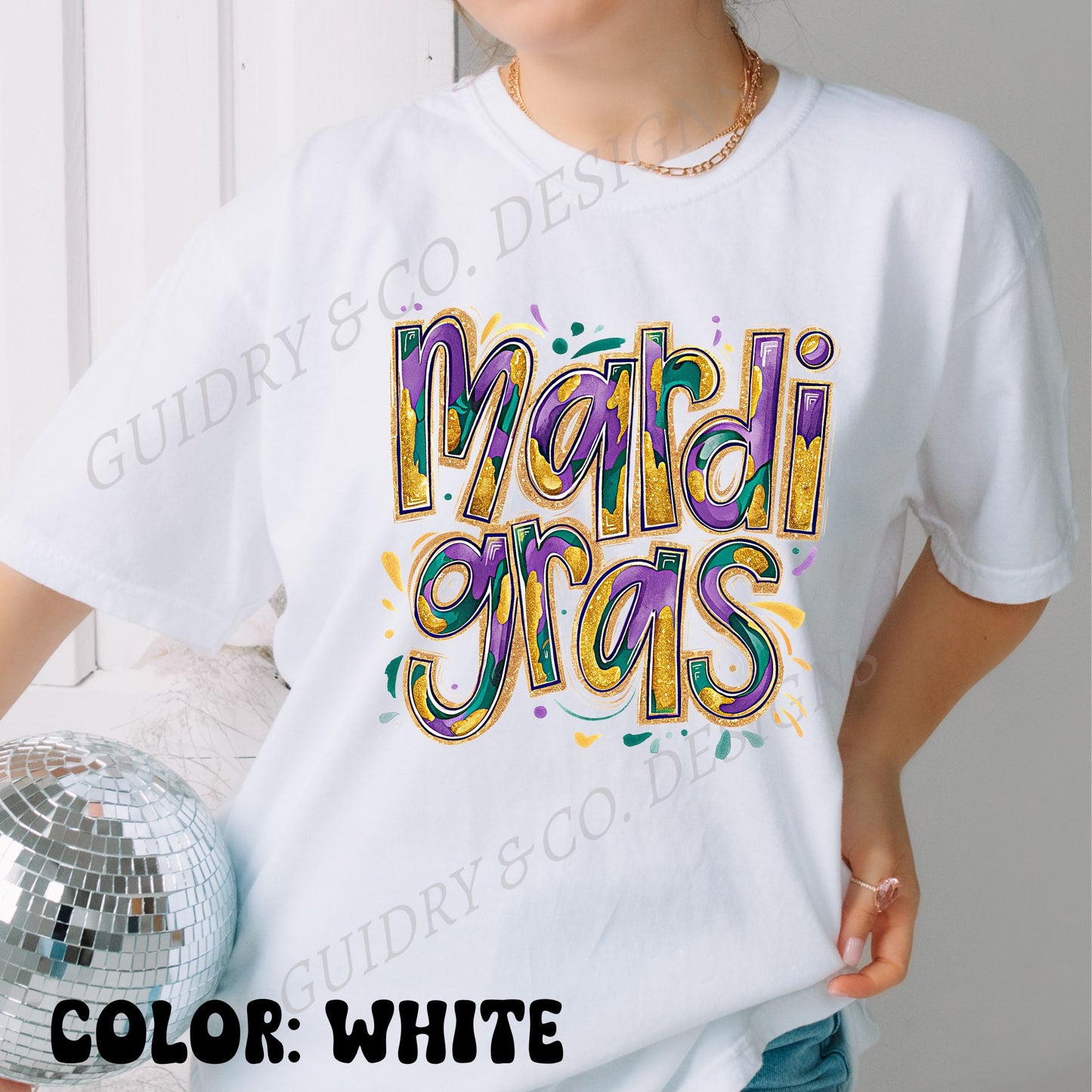 MARDI GRAS Tshirt women WATERCOLOR