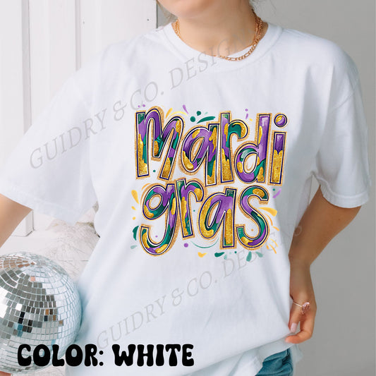 MARDI GRAS Tshirt women WATERCOLOR